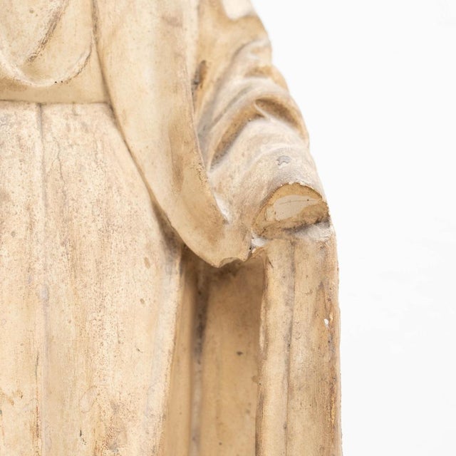Large Traditional Plaster Virgin Sculptural Figure, 1930s For Sale - Image 13 of 17