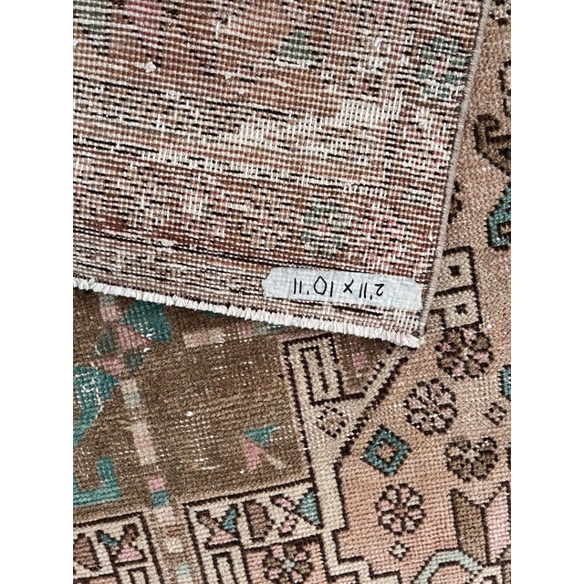 1950s Vintage Persian Heriz Handmade Geometric Pattern Wool Runner For Sale - Image 5 of 6