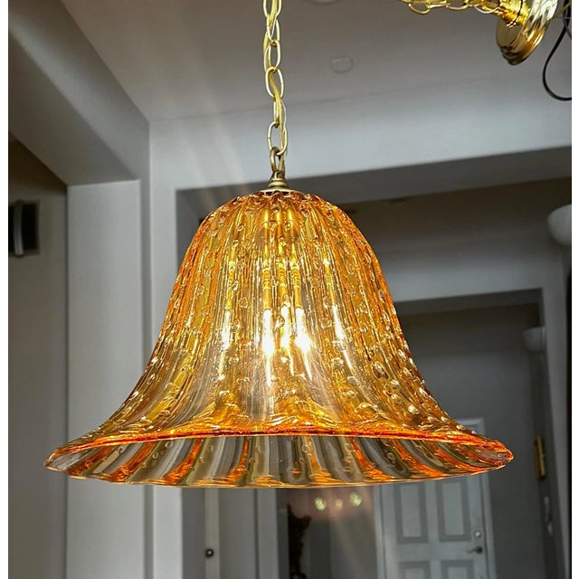 Murano Gold Glass Bell Shaped Chandelier or Pendant For Sale - Image 9 of 12