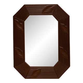 Vintage Octagonal Rattan Wall Mirror For Sale