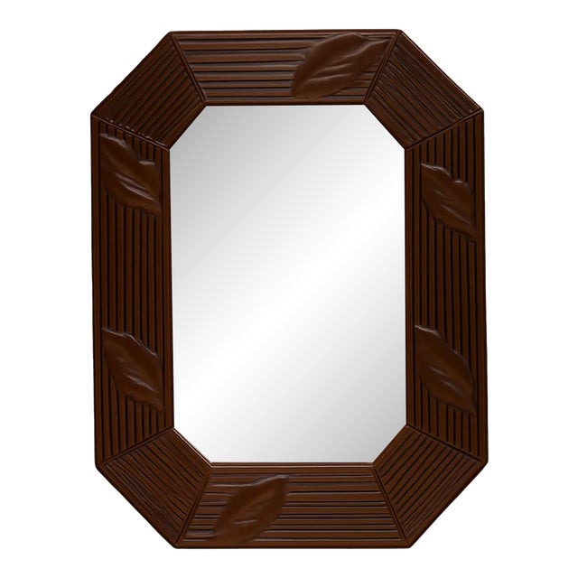 Vintage Octagonal Rattan Wall Mirror For Sale