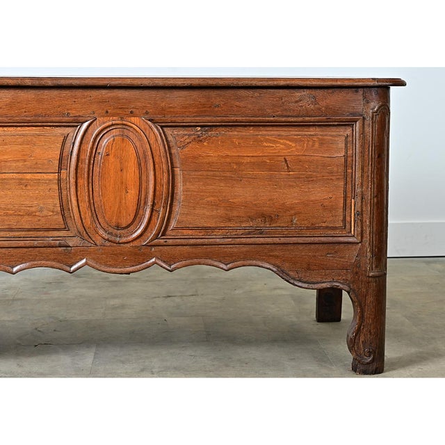 19th Century French 19th Century Solid Oak Carved Coffer For Sale - Image 5 of 11