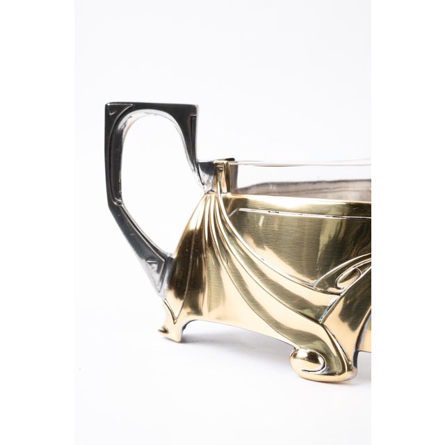 Jugendstil Centerpiece in Alpaca and Brass with Glass, 1908 For Sale - Image 4 of 15