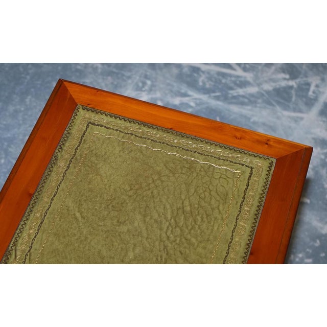 Vintage Yew Wood Filling Cabinet with Green Leather Top and Drawers For Sale - Image 6 of 12