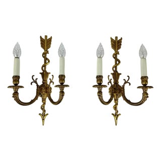Vintage Bronze Wall Sconces, Set of 2 For Sale