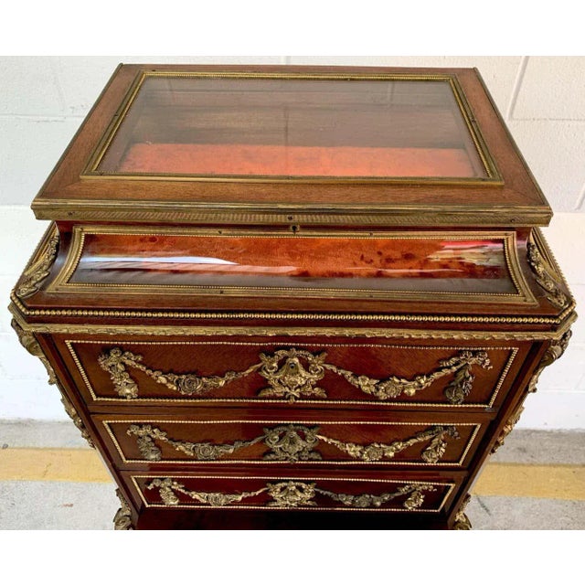Brown Early 20th Century Louis XVI Style Ormolu Mounted Kingwood Vitrine, Paris For Sale - Image 8 of 9