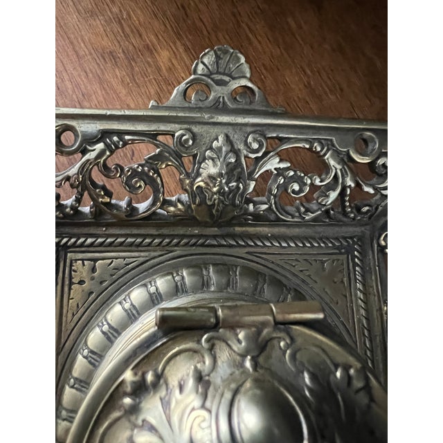 Antique Brass Double Inkwell Stand For Sale - Image 11 of 18
