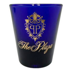 Vintage Contemporary The Plaza Hotel Nyc Cobalt Blue Shot Glass