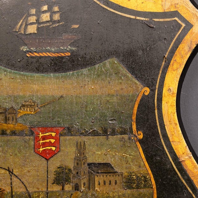 Antique English Hand-Painted Essex Armorial Shield, 19th Century For Sale - Image 10 of 14