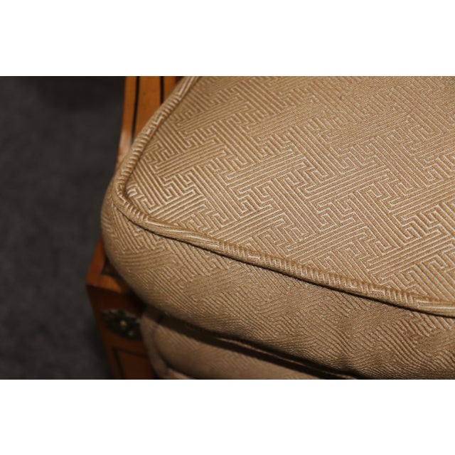 Pair French Art Deco Style Brass and Ebony Inlaid Club Chairs Manner of Burratta For Sale - Image 4 of 8