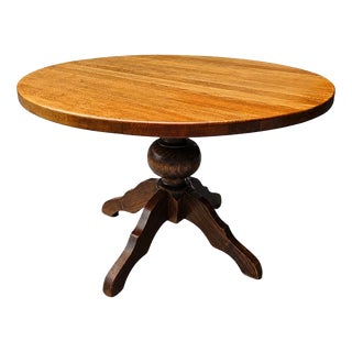 Oak Dining Table with Central Pedestal For Sale