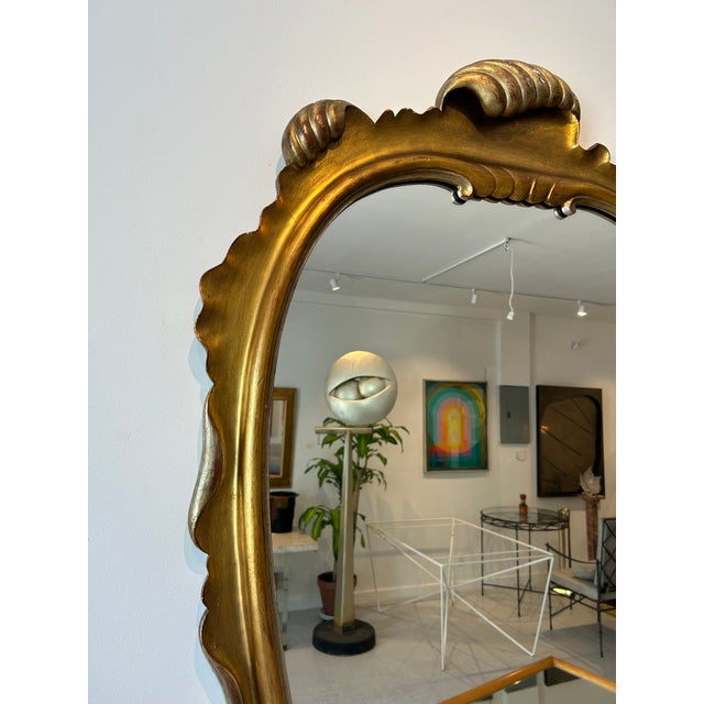 Vintage Gilt and Silvered Wood Wall Mirror For Sale In West Palm - Image 6 of 10