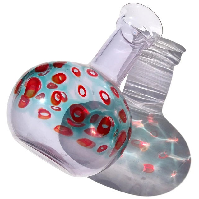 Lavender Vintage Cenedesse Murano Antonio Da Ros Alexandrite Purple Red Aqua Murrines Italian Art Glass Color Changing Flower Vase For Sale - Image 8 of 9
