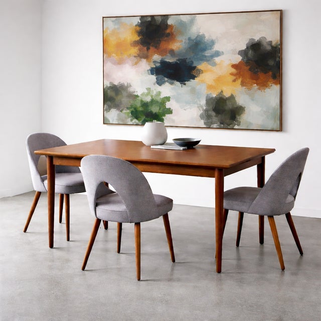 Danish Mid Century Modern TEAK Expandable DINING TABLE with two hidden leaves in a lovely streamlined size, perfect for...