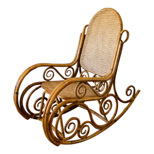 Vintage Bamboo Cane Rocking Chair