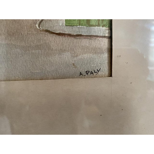 A. Paly, Parisian Street Scene with Berlin Bar, Watercolor, Framed For Sale - Image 9 of 17