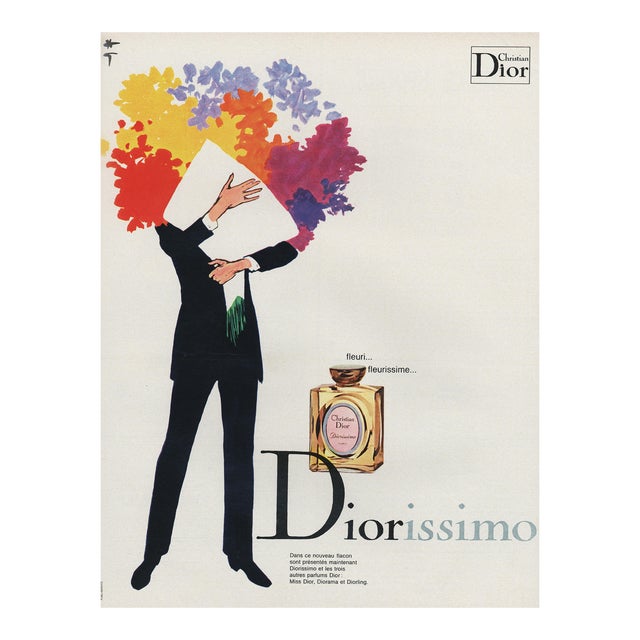 1970 French Dior Perfume Advertisement Print, Matted For Sale