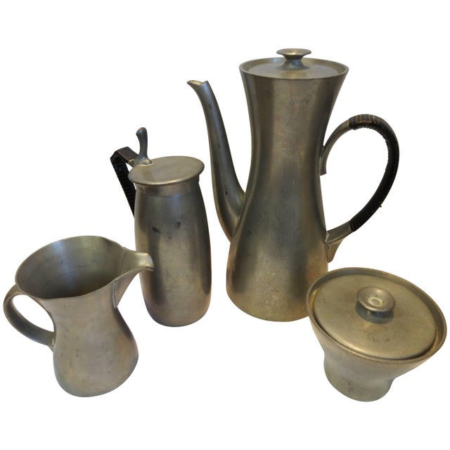 Midcentury Royal Holland Four-Piece Pewter Tea Coffee Set For Sale - Image 9 of 9