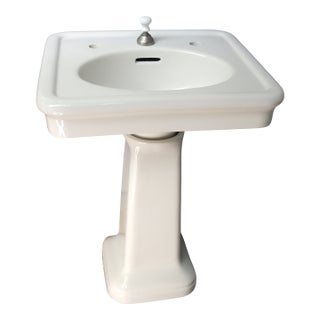 Antique Crane Idalia Vitreous China 24" Wide Pedestal Sink,1920s For Sale