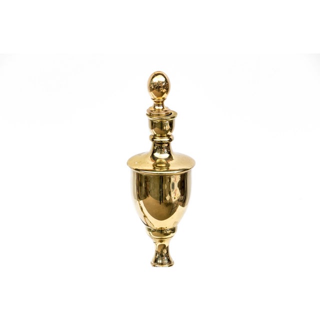 Vintage Georgian Style Polished Brass Andirons—A Pair For Sale - Image 4 of 5
