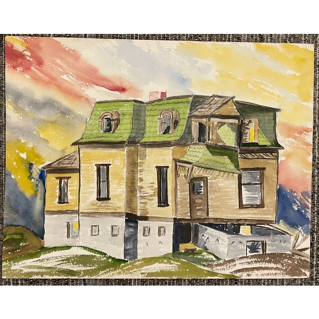 1951 landscape of an Oregon house by Northwest artist GE Matthews. Signed lower left; Inscribed later by the artist on the...