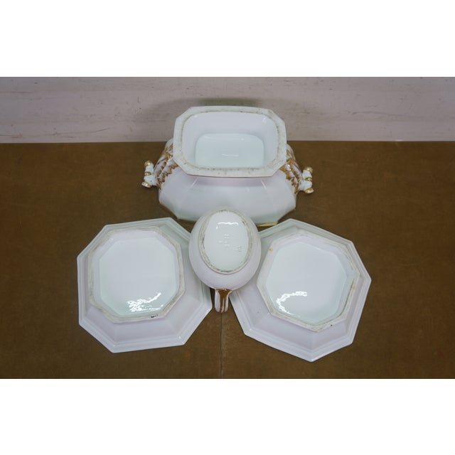 Antique Haviland Limoges Porcelain White & Gold Casserole Serving Tureens 15" - 9 pcs For Sale - Image 15 of 18