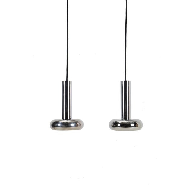 Mid-Century Modern German Space Age Chrome Hanging Lamps, 1960s, Set of 2 For Sale - Image 3 of 13
