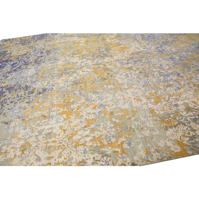 2010s Contemporary Tibetan Wool & Silk Rug With Multicolor Abstract Pattern For Sale In New York - Image 6 of 7