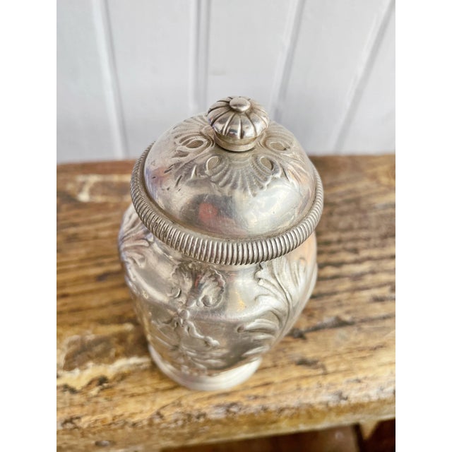 A lovely little antique circa early 1900s silver plated individual pepper mill with iron grinding mechanism, from the...
