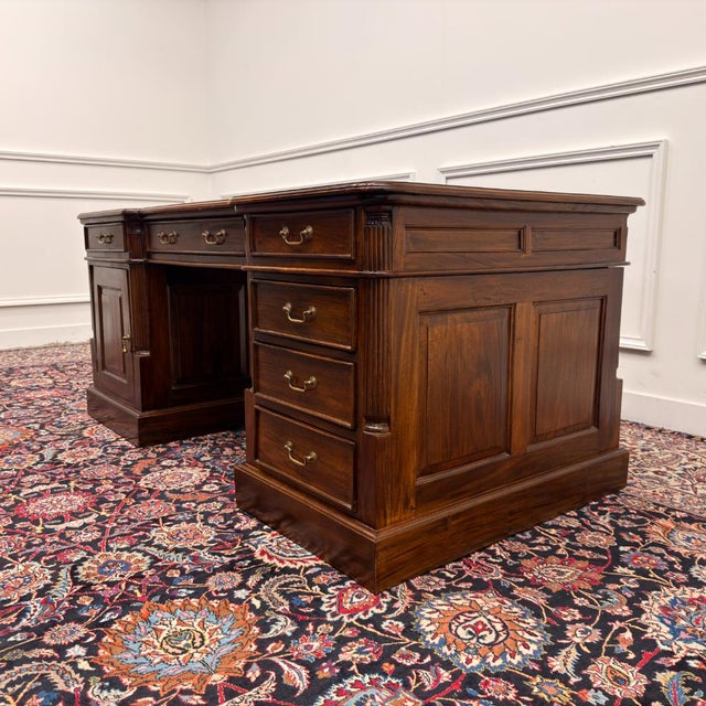 English Classic Teak Desk For Sale - Image 5 of 18