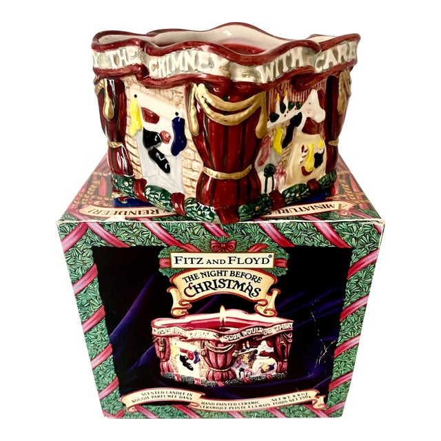 Vintage Fitz and Floyd "The Night Before Christmas" Scented Candle in Hand-Painted Ceramic For Sale