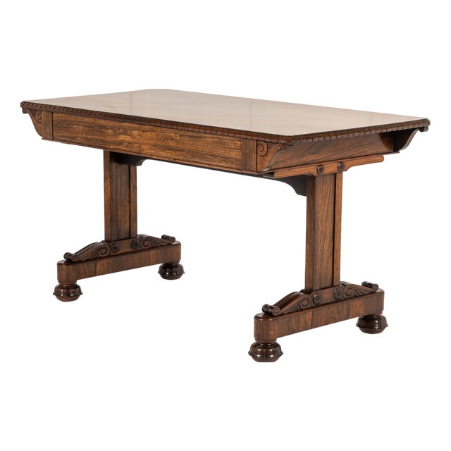 Antique English Regency Rosewood Library Table, 1800s For Sale