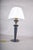 Navy Blue Leather and Brass Table Lamp with Pleated Shade, 1950s For Sale - Image 14 of 18