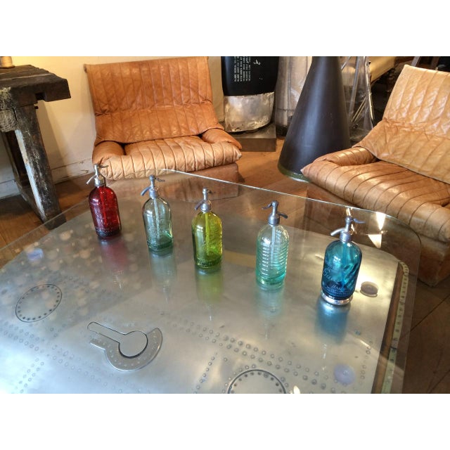 Blue Set of 4 1930s Argentine Blue Glass Seltzer Bottles, Hand-Restored in Buenos Aires For Sale - Image 8 of 9