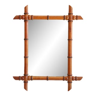 1920s French Faux Bamboo/ Rattan Barber Mirror For Sale