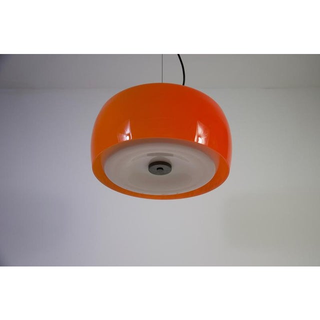 Stilnovo Mid-Century Orange Glass Ceiling Lamp attributed to Stilnovo, Italy, 1960s For Sale - Image 4 of 17