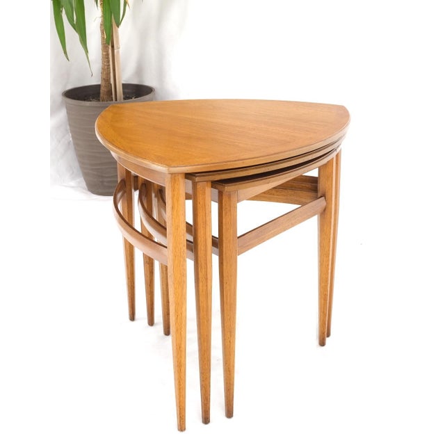 Set of Mid-Century Modern Three Rounded Triangle Shape Nesting Stacking Tables For Sale - Image 14 of 14