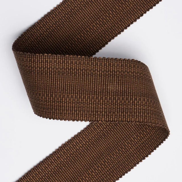 Contemporary SAMPLE - Schumacher Cotton Strie Tape Wide In Chestnut 1 5/8" For Sale - Image 3 of 3