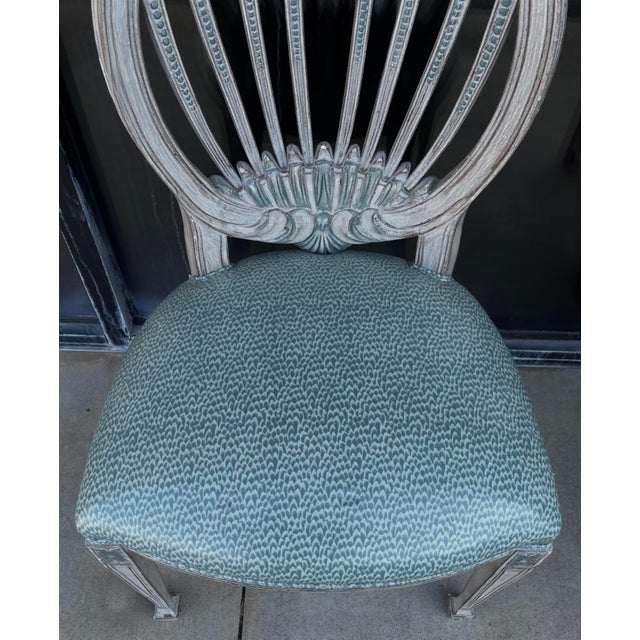 Mid-Century Italian Side Chairs W/ Swedish Gustavian Styling in Faux Chintz - Pair For Sale - Image 4 of 9