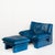 Set of Vintage Blue Leather Armchair and Ottoman by Nicoletti Salotti for Avanti, Italy, 1980s For Sale - Image 4 of 18