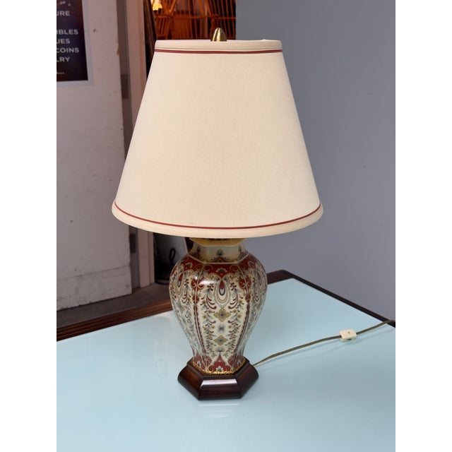 Abstract Ornate Porcelain Urn Table Lamp, Vintage For Sale - Image 3 of 12