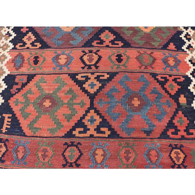 Late 19th Century Antique Shahsevan Kilim Gallery Runner With Bold Colorful Geometric Tribal Motifs 4'3 X 14'5 For Sale - Image 5 of 13