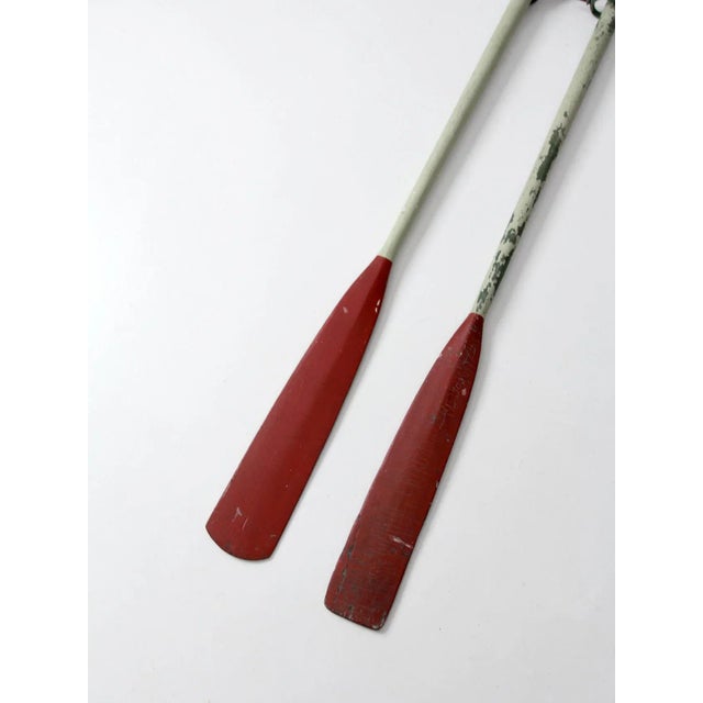 Green Vintage Painted Wooden Oars Pair For Sale - Image 8 of 11