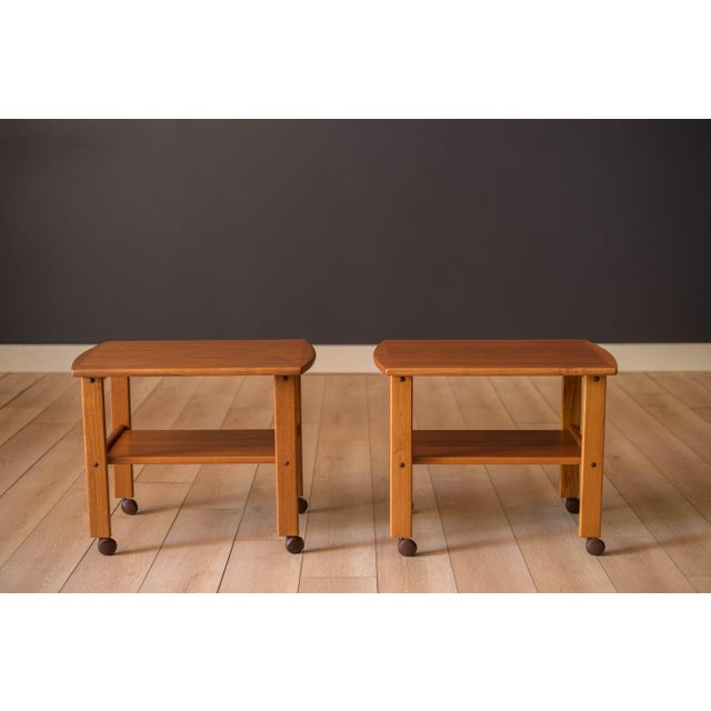 Mid-Century Modern Danish Modern Pair of Two-Tier Teak Serving Cart End Tables by BRDR Furbo For Sale - Image 3 of 16
