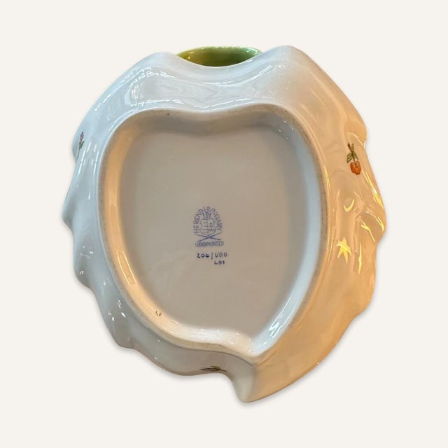 Contemporary 1980s Herend Leaf Form Dish With Hand-Painted Floral Decoration For Sale - Image 3 of 9