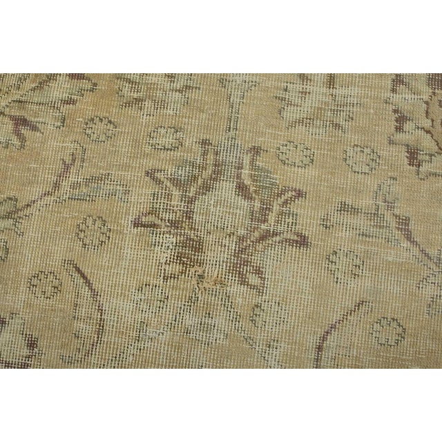 1980s Tabriz Rug 9’7” X 11’9” Beige Wool Vintage Distressed Hand-Knotted Carpet For Sale - Image 5 of 15