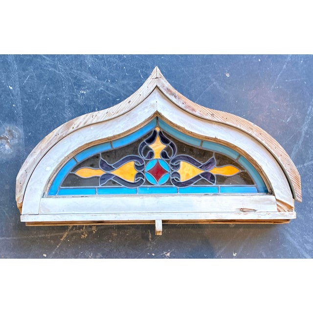 Vintage Framed Stained Glass Window For Sale - Image 9 of 12