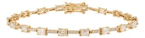Luxury 3.6ct Emerald Cut Diamond Tennis Bracelet in 14k Yellow Gold