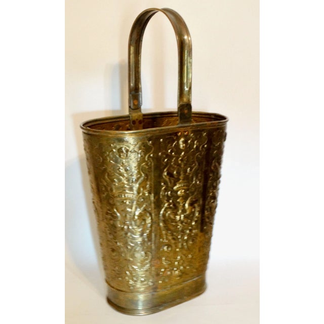 Metal Early 20th-Century English Embossed Gilt Brass Umbrella / Stick Stand For Sale - Image 7 of 12