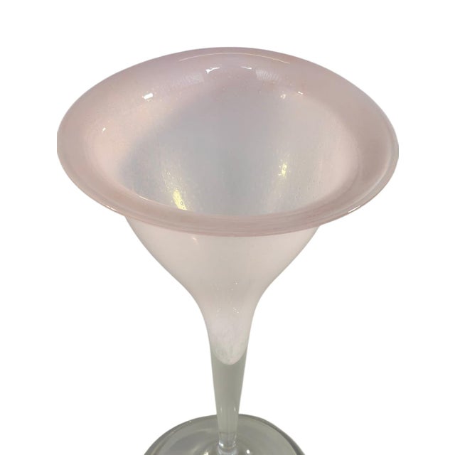 Large Pink and White Murano Glass Calla Lily Vase by Vito, 1984 For Sale - Image 6 of 12